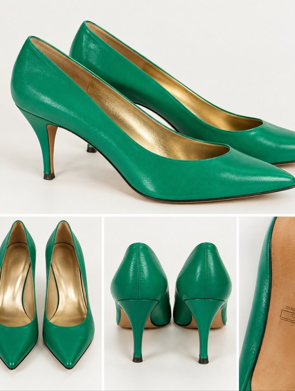 Vintage Vittorio Sabatino Classic Pointed-Toe Stiletto Pumps in Shamrock Green